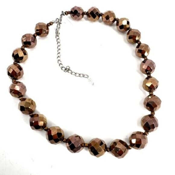 Esmor Bronze Metallic‎ Faceted Beaded Choker Necklace - Picture 6 of 6